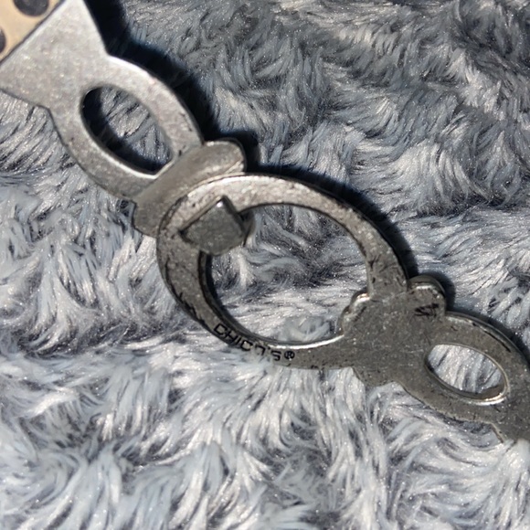 Chicos Adjustable black leather belt and silver buckle with rhinestones - Picture 10 of 16